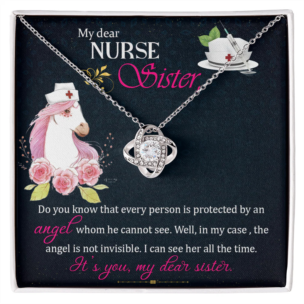 Sister My Dear Nurse Sister Infinity Knot Cz Necklace Silver Tone Standard Box